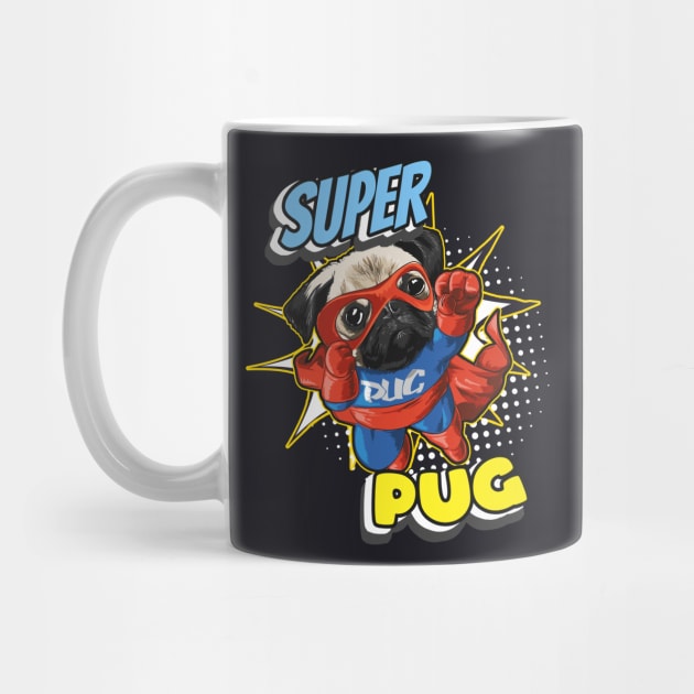 Super Pug funny Superhero Comic Dog by Foxxy Merch